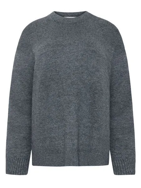 KnowledgeCotton Apparel KnowledgeCotton Apparel Rundhals-Strickpullover aus Lammwolle RWS, Grau (dark-grey-melange), – Produktbild 1 von 4