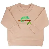 MelaDi Meladi Kinder Baby - Sweater aus Biobaumwolle - Chamäleon auf Creme Latte, Mokka, – Produktbild 1 von 1