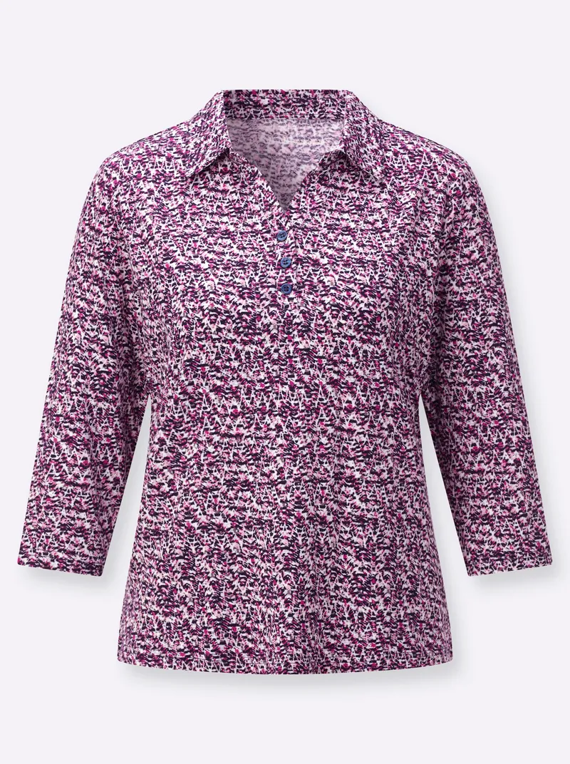 Witt Poloshirt marine-magenta-bedruckt, Marine-magenta-bedruckt, – Produktbild 1 von 2