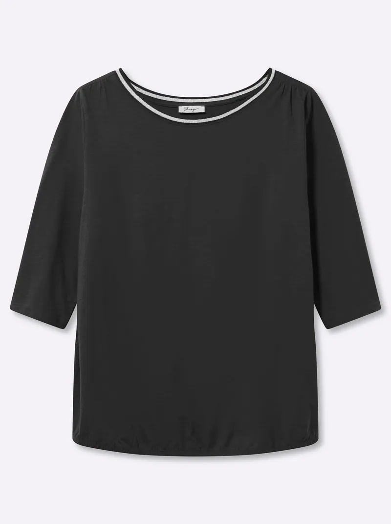 sheego 3/4-Arm-Shirt schwarz, Schwarz, – Produktbild 1 von 2