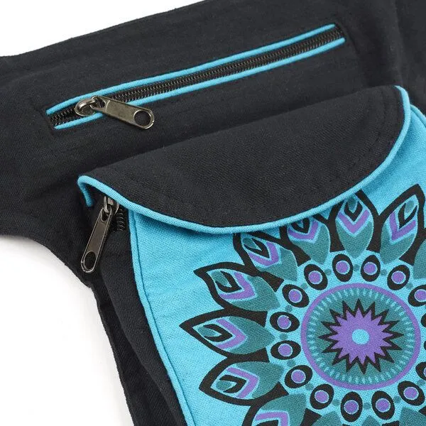 short'n'pietz short'n'pietz handgenähte Gürteltasche mit verstellbarem Gürtel, Schwarz türkis, – Produktbild 3 von 6