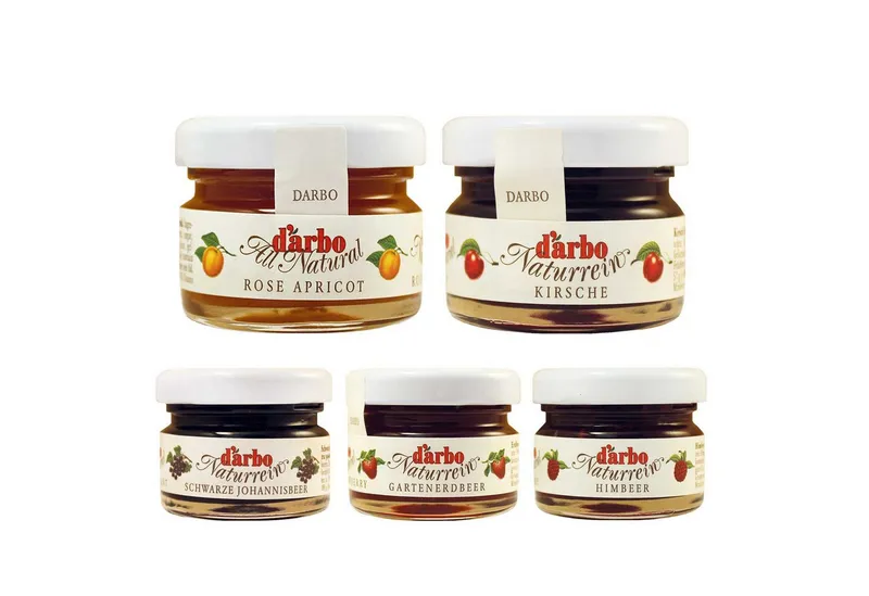 Darbo Darbo Honig darbo Naturrein Konfitüre Sortiment 5 Sorten 60 Minigläser á 28g – Produktbild 1 von 2