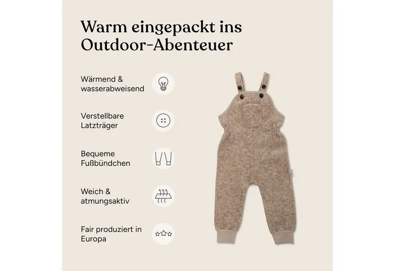 Ehrenkind Latzhose Walk-Latzhose, mitwachsende Passform (Latzhose, wärmend, winddicht & wasserabweisend) umschlagbare Fußbündchen, Anthrazit, – Produktbild 3 von 5