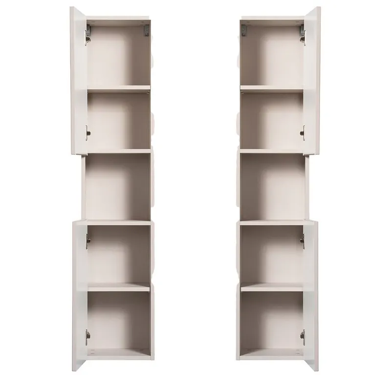 Lomadox Hochschrank NEWPORT-56-CASHMERE Badschrank, kaschmir mit gerillter Front, grifflos, ca. 30/140/30cm, Beige|weiß, – Produktbild 4 von 5