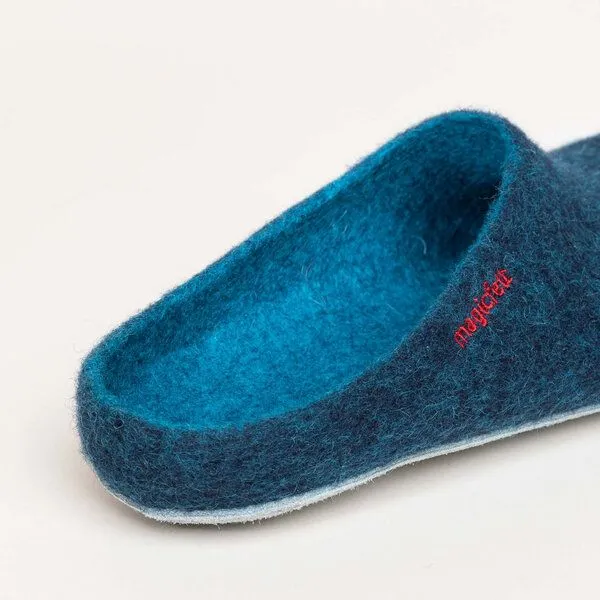 Magicfelt Magicfelt Filz-Hausschuh AP 701 aus 100% Merino-Wolle Pantoffeln für Damen & Herren mit Ledersohle, Dark blue washed, – Produktbild 3 von 4