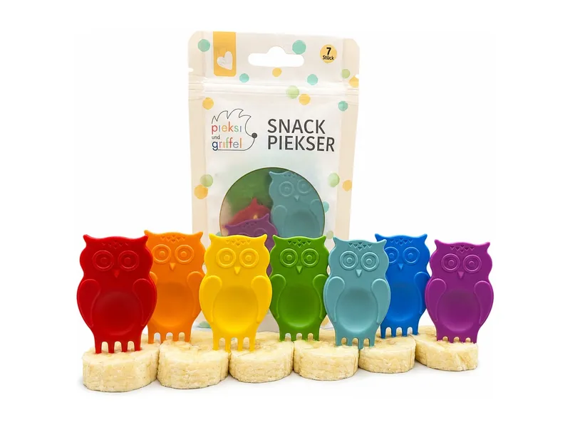 Pieksi und Griffel Pieksi und Griffel Snack Piekser 7er Set Rainbow Eule, Mehrfarbig, – Produktbild 2 von 2