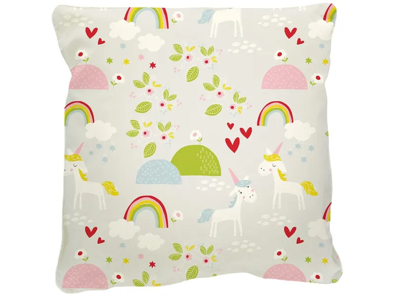 HANS NATUR Kissenbezug 40x40 cm Bio-Baumwolle "Einhörner" Mit Reißverschluss, Mehrfarbig, – Produktbild 1 von 2