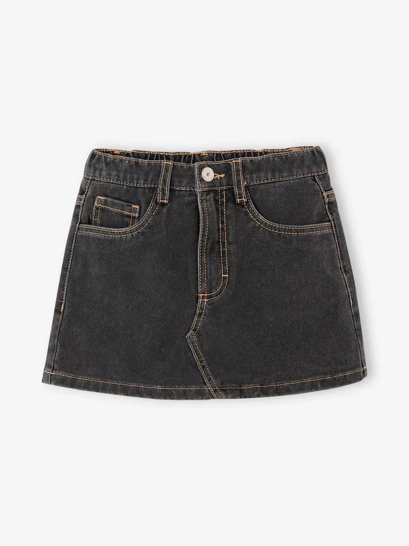 Vertbaudet Mädchen Hosenrock aus Denim, Anthrazit, – Produktbild 1 von 3