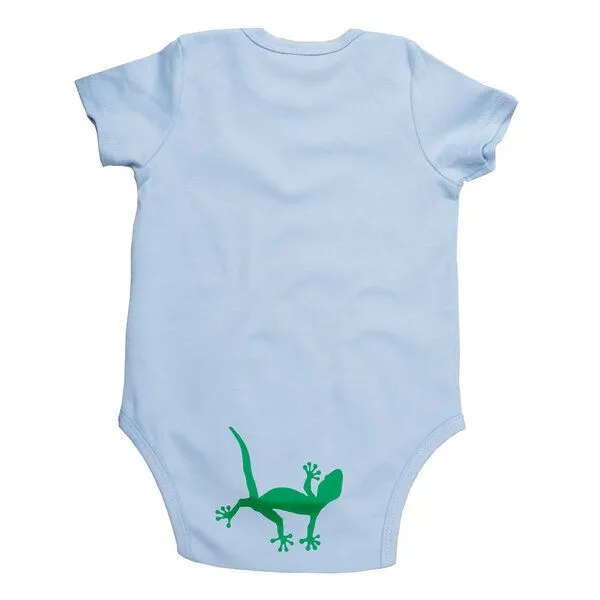 HANDGEDRUCKT HANDGEDRUCKT "2 Geckos" Baby Body, Soft blue, – Produktbild 2 von 4