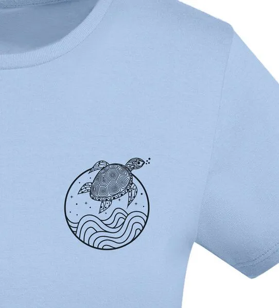 vis wear vis wear Schildkröte zwischen Ozean und Wellen - Damen Organic Shirt, Blau, – Produktbild 2 von 4