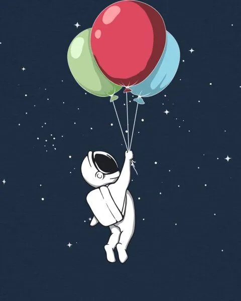 watapparel watapparel T-Shirt Frauen Little Balloon Astronaut, French navy, – Produktbild 3 von 3
