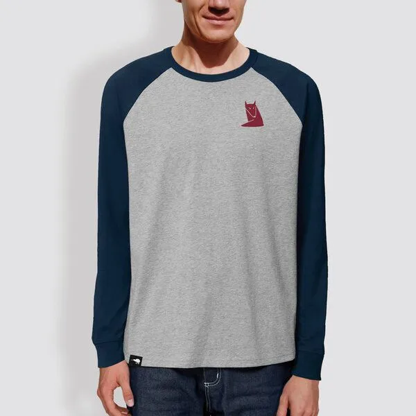 little kiwi little kiwi Herren Langarm-T-Shirt, "Fuchs", Heather grey/navy (navy), – Produktbild 1 von 2