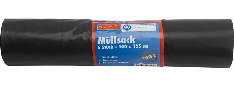 Trend Line Müllsack Trendline Müllsack 240 L, 55mµ, grau, 5 Stück, Grau, – Produktbild 2 von 3