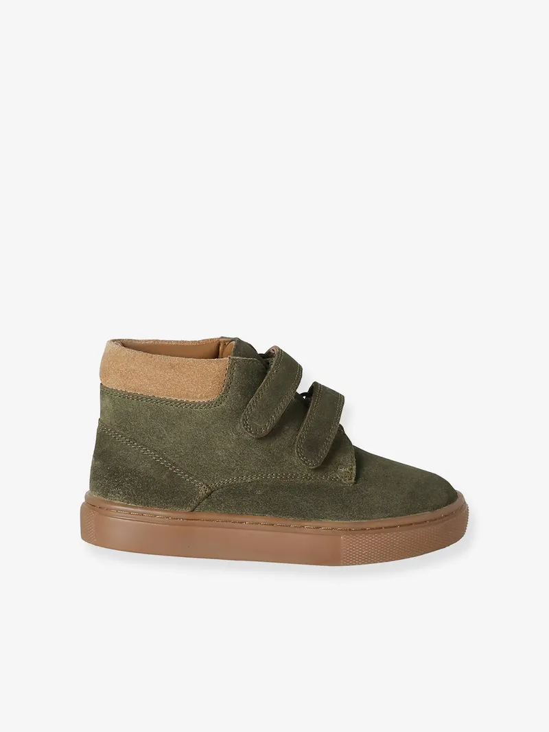 Vertbaudet Vertbaudet Jungen Klett-Sneakers aus Leder, Khaki, – Produktbild 2 von 4