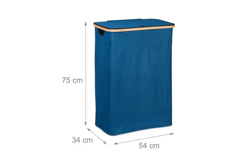 RELAXDAYS RELAXDAYS Wäschekorb mit Deckel 105 l (1 St), Blau|braun|schwarz, – Produktbild 4 von 5