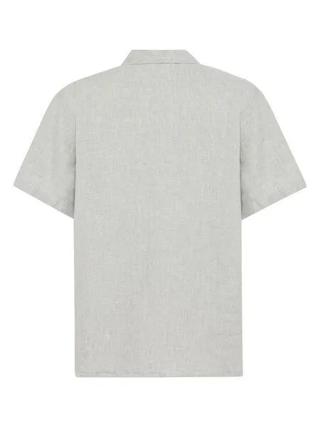 KnowledgeCotton Apparel KnowledgeCotton Apparel Kurzarm-Hemd Relaxed Linen, Ultimate grey - yarndyed, – Produktbild 2 von 3
