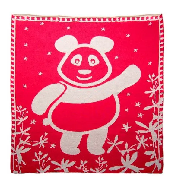 Sonnenstrick Sonnenstrick Pandabär Decke aus zertifizierter Bio-Baumwolle, Rot, – Produktbild 1 von 3