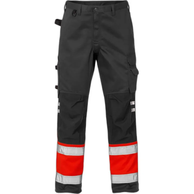 Fristads Hochsichtbare Arbeitshose Klasse 1 Fristads 2032 PLU, Rot, – Produktbild 2 von 2