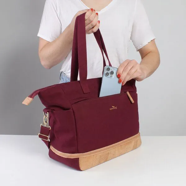 Sperling Sperling Erweiterbarer Shopper "Divided" aus recyceltem PET, vegan, Robin cream (rot), – Produktbild 4 von 4