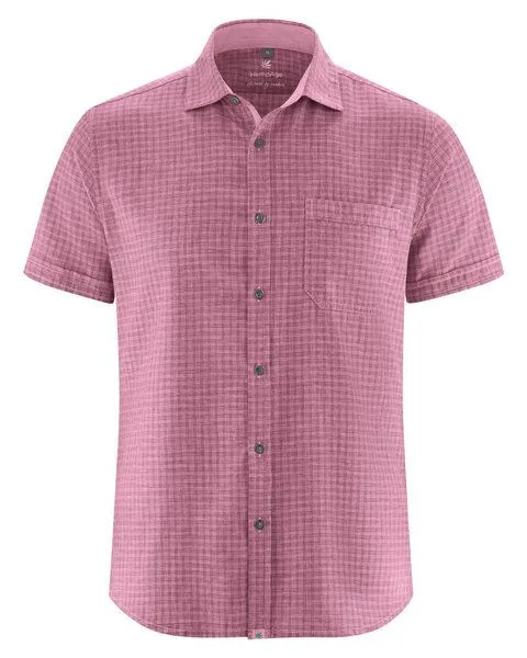 HempAge HempAge Kariertes Kurzarmhemd Hanf/Biobaumwolle, Rose (rosa), – Produktbild 2 von 4