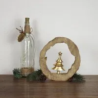 Mitienda Shop Mitienda Shop Tannenbaum aus goldenem Metall im Mangoholz Rahmen – Produktbild 1 von 1