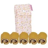 NoWaste Wrapping NoWaste Wrapping NoWaste Stofftaschentücher Taschentücher aus Stoff 5er SET inkl. Tasche, Punkte rosa, – Produktbild 1 von 1