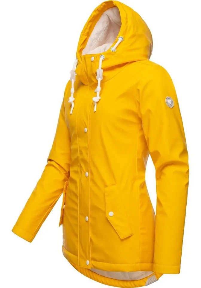 ragwear ragwear Regenjacke Marge warm gefütterter Damen Winter Regenmantel, Gelb, – Produktbild 3 von 5