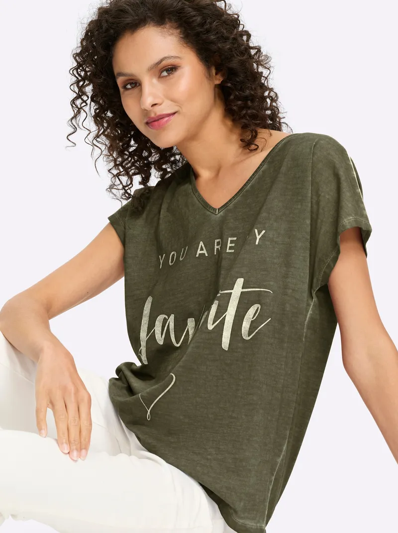 heine Print-Shirt khaki, Khaki, – Produktbild 2 von 2