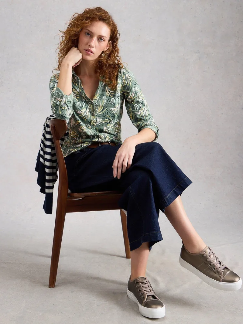 White Stuff Jerseybluse Annie - 40, Grün print, – Produktbild 3 von 4