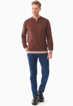 ORGANICATION ORGANICATION Herren vegan Pullover Troyer Kragen Biologisch Baumwolle Braun – Produktbild 1 von 1