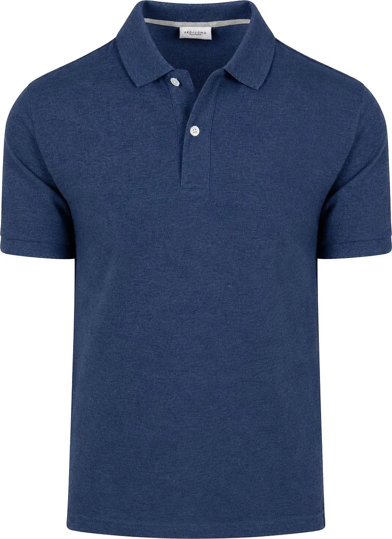 Profuomo Profuomo Piqué Poloshirt Melange Indigo - Größe M, Blau, – Produktbild 2 von 3