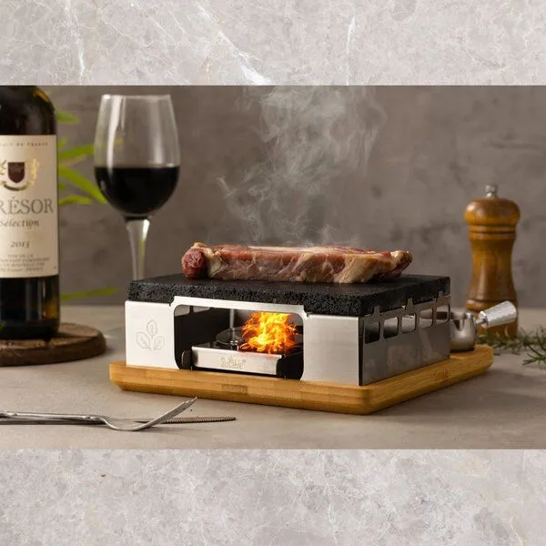 Susable Susable PFAS-Frei Raclette Lava Stein Tisch Grillset 3 Soßen-Töpfe – Produktbild 2 von 6