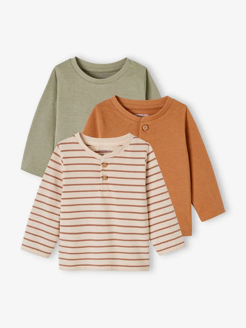 Vertbaudet 3er-Pack Baby Shirts BASIC pekannuss, Pekannuss, – Produktbild 1 von 2
