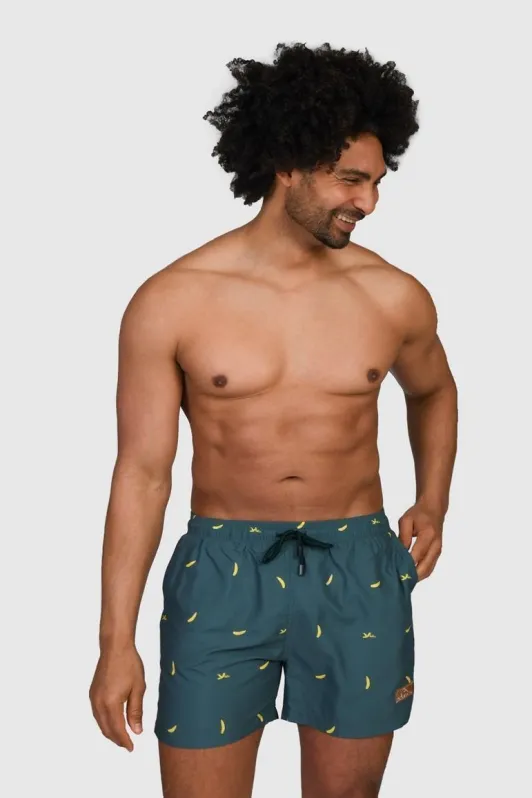 Narwal Narwal Herren vegan Badeshorts Banana Print, Dunkelgrün, – Produktbild 2 von 3