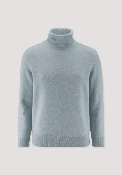 hessnatur hessnatur Rollkragen-Pullover Regular aus Bio-Merinowolle und Bio-Baumwolle, Helles jeansblau, – Produktbild 4 von 4