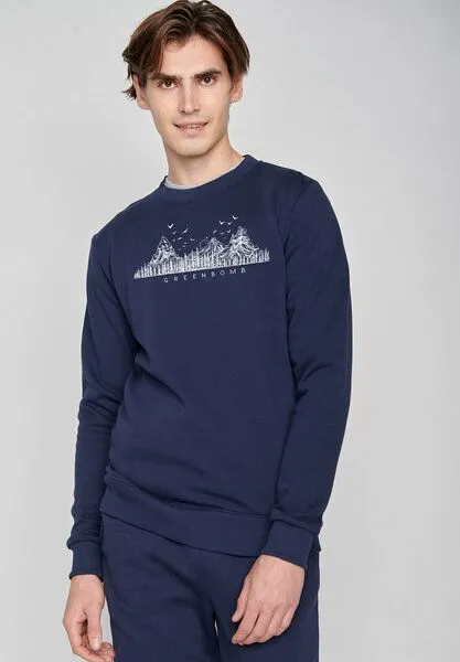 GreenBomb GREENBOMB Nature Mountain Logo Wild - Bequemes Sweatshirt aus Bio-Baumwolle / hochwertiger Print / Fair & Vegan, Blau (navy), – Produktbild 1 von 4