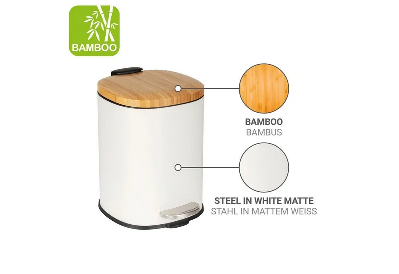 Wenko Wenko Kosmetikeimer Fianema, fürs Badezimmer, Easy-Close-Mechanik, Inneneimer: 3 L, Weiß, – Produktbild 4 von 5
