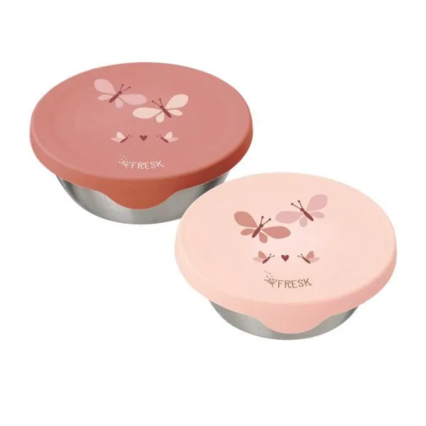 Fresk Snackbox-Set für Kinder – 2 Edelstahldosen mit Silikondeckel, Butterfly, – Produktbild 1 von 1