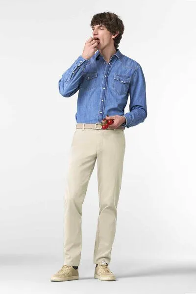 Meyer MEYER Chino im Canvas-Look, Weiß (alabaster), – Produktbild 2 von 4