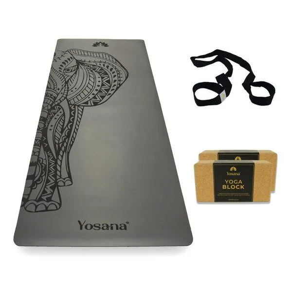 Yosana Yosana Yogamatten Starter Set 4-Teilig, Grau (elefant), – Produktbild 1 von 8