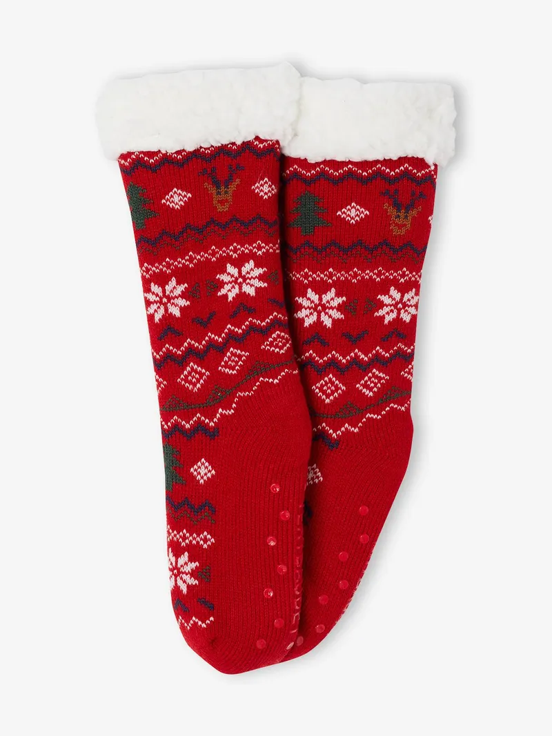 Vertbaudet Vertbaudet Gefütterte Stoppersocken mit Weihnachtsmotiven, Rot, – Produktbild 2 von 2