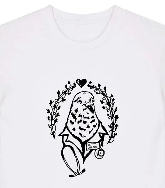 päfjes päfjes Taube Dr. Gurr Gurr - Fair Wear Unisex Bio Vegan T-Shirt, Weiß, – Produktbild 2 von 4