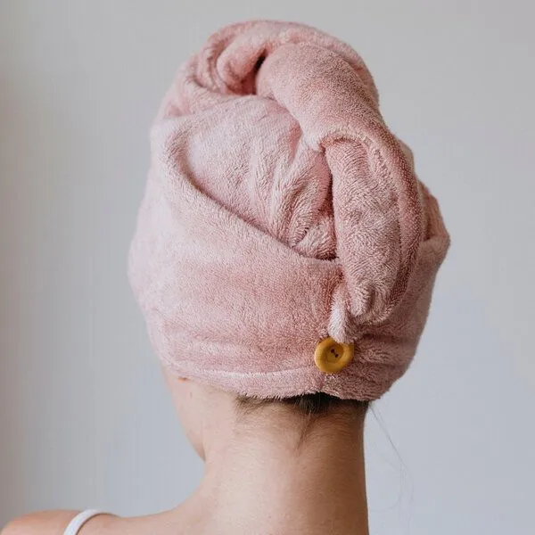 Qupro Qupro Turban-Handtuch vegane Seide - innen ultraglatt, Light rosé, – Produktbild 3 von 3