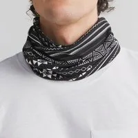 Leela Cotton Leela Cotton Unisex Schlauchschal Loop Bio Baumwolle Elasthan, Schwarz-weiss geometrisch, – Produktbild 1 von 1