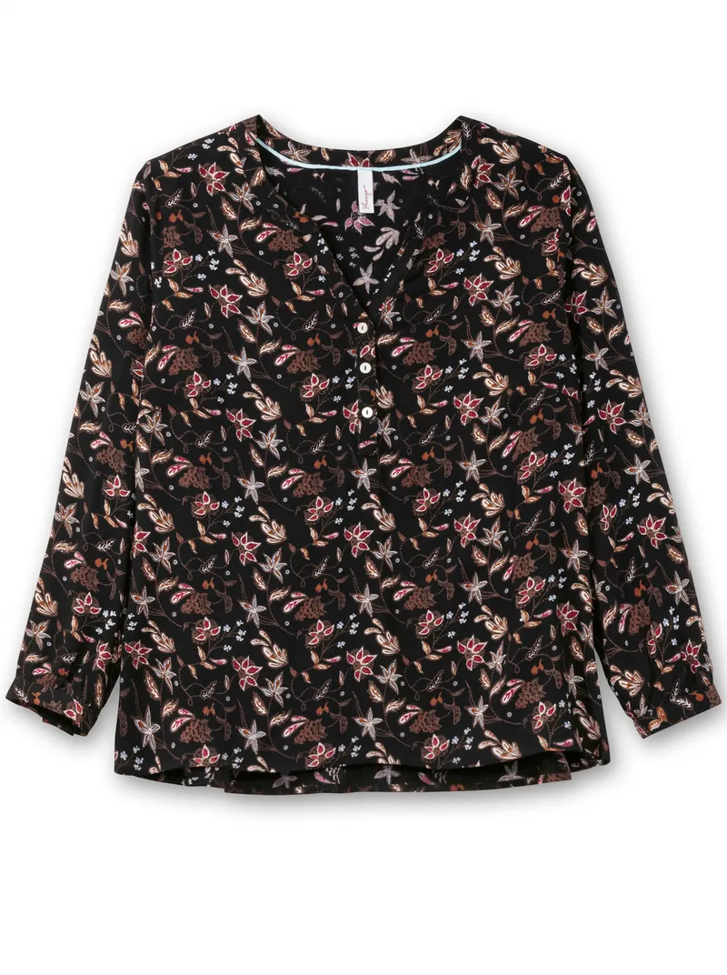 sheego Tunika aubergine + schwarz-gemustert, Aubergine + schwarz-gemustert, – Produktbild 1 von 2