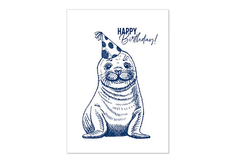 Bow & Hummingbird Bow & Hummingbird Postkarte "Happy Birthday Seehund" – Produktbild 1 von 6