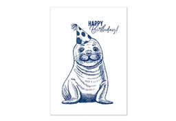 Bow & Hummingbird Bow & Hummingbird Postkarte "Happy Birthday Seehund" – Produktbild 1 von 1