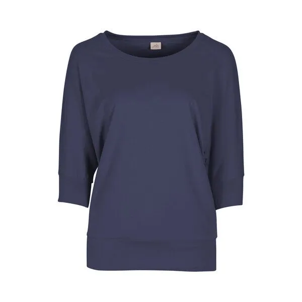 Jaya Jaya SHIRLEY - Damen - lockeres 3/4 Shirt für Yoga und Freizeit aus Biobaumwolle, Nightblue/blau, – Produktbild 1 von 3