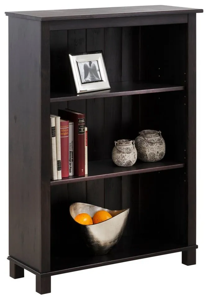 OTTO home Regal Pivo Bücherregal mit 2 verstellbaren Einlegeböden, natürliche Maserung, aus massivem Kiefernholz mit 3 Fächern, Höhe 106 cm, Braun, – Produktbild 5 von 5