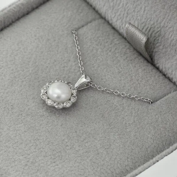 Eppi Eppi Silberhalskette im Halo-Stil mit Perlen Elizabella, Silber, – Produktbild 3 von 4
